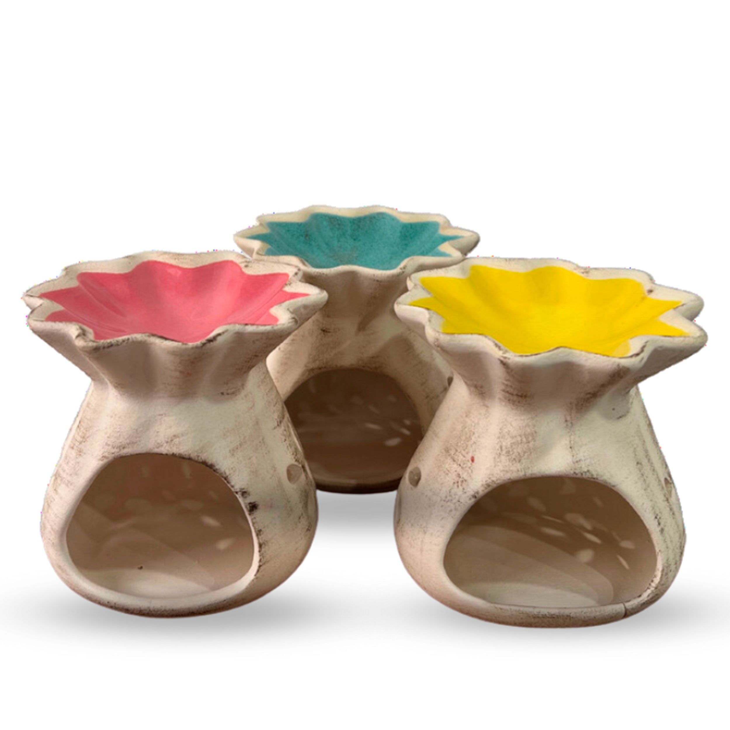 Hornillo Ceramica Patinado Flor