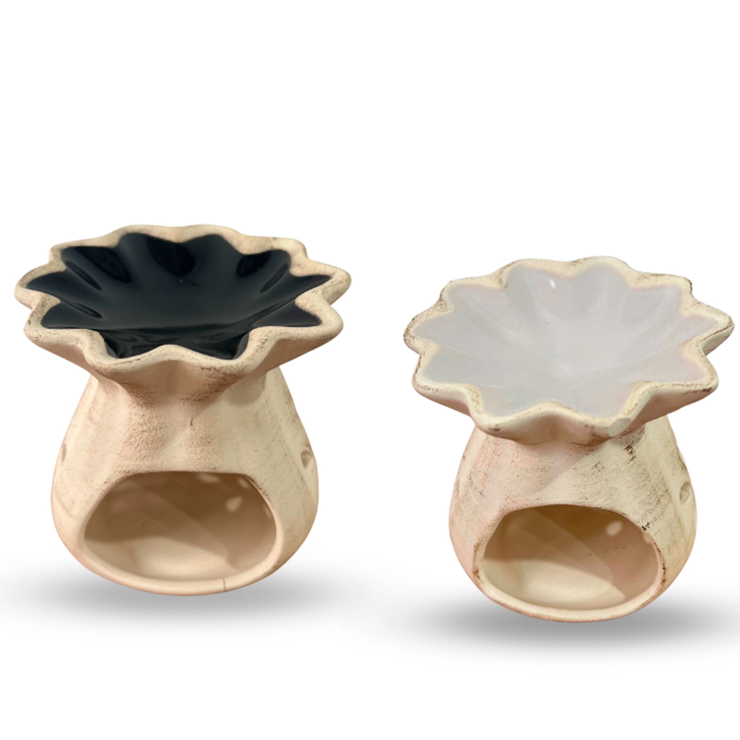 Hornillo Ceramica Patinado Flor